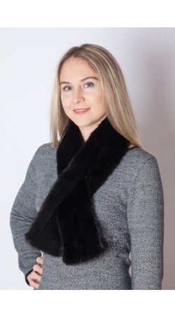 Black mink fur scarf